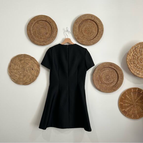 CO Collections Neutral Black Minimalist Short Sleeve Mini A-Line Dress Medium - Picture 3 of 12